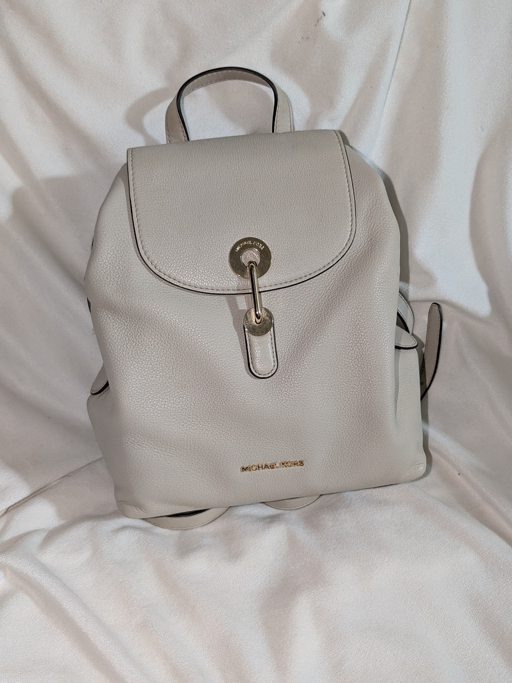 Michael Kors Raven Leather Backpack Light Sand New